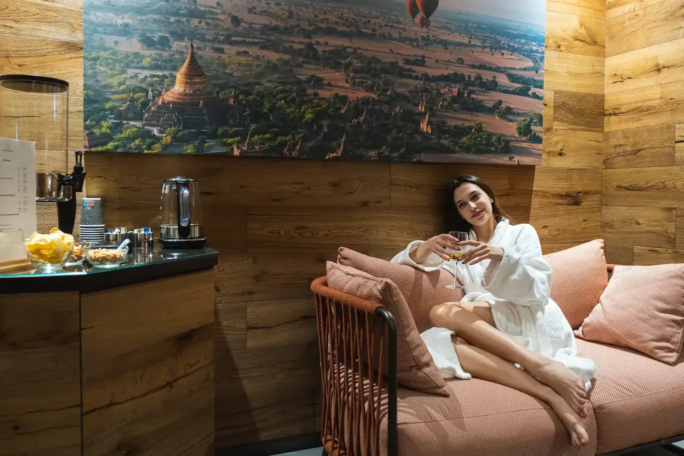 Entrance to SPA with a view of Lake Iseo in Pisogne