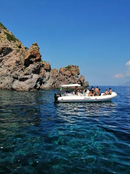Dinghy tour to the Aeolian Islands with snorkeling from Ricadi