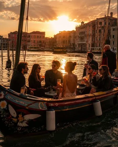 Tour in barca al tramonto da Venezia con aperitivo e musica dal vivo