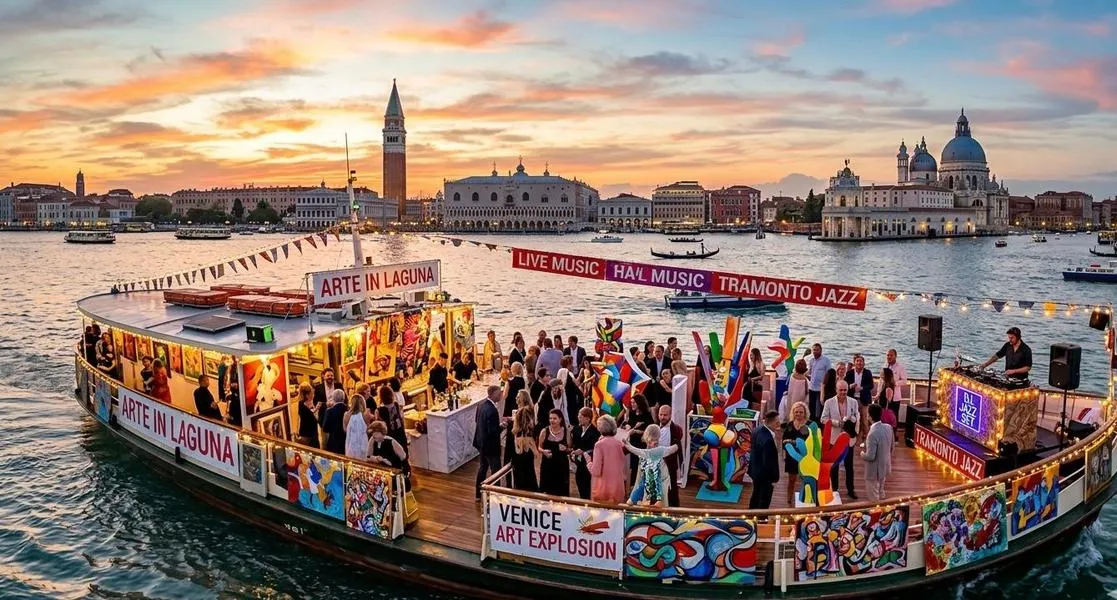 Tour in barca al tramonto da Venezia con aperitivo e musica dal vivo