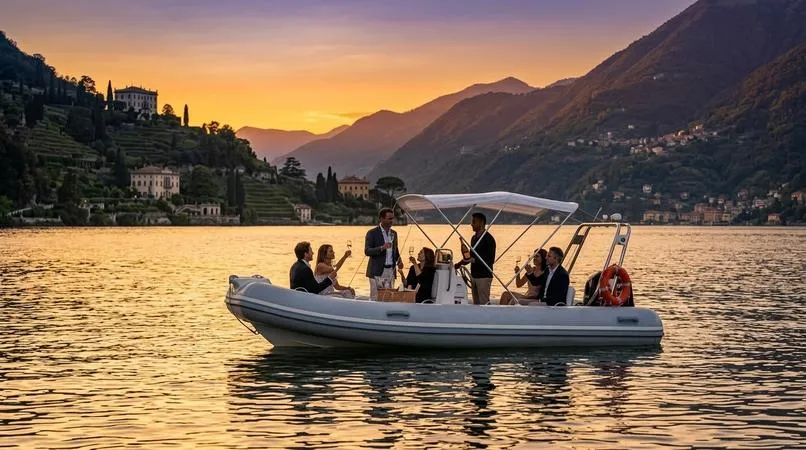 Aperitivo in gommone al tramonto - Porto di Tavernola