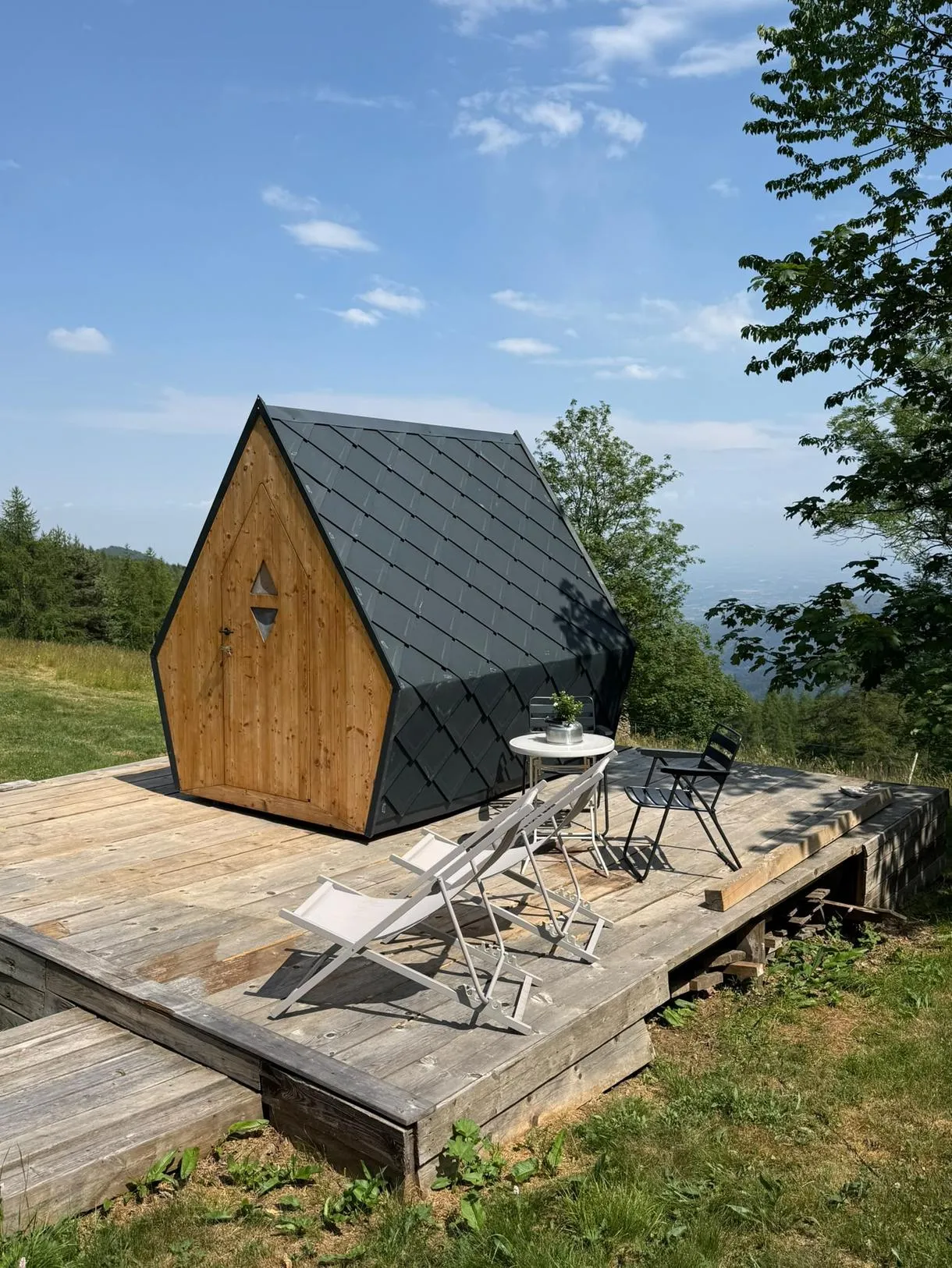 Cena e pernottamento romantico in casetta di legno panoramica a Premollo