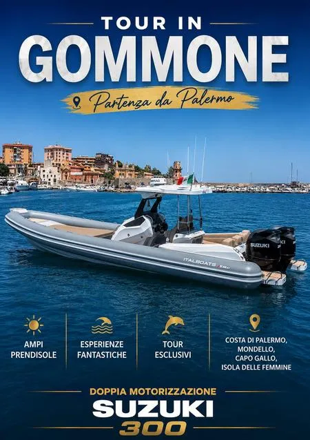 Escursione condivisa in gommone da Palermo fino a Capo Gallo con skipper